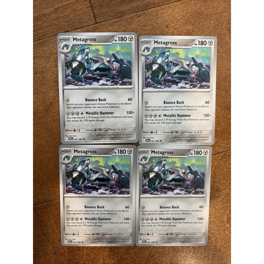 4x Metagross 061/086 Pokemon TCG Playset ME04: Chaos‎ Rising